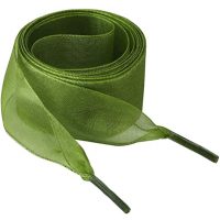 Saténové stuhové tkaničky do bot, jeden pár - Zelené, 110 cm