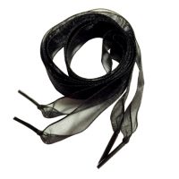 Saténové stuhové tkaničky do bot, jeden pár - Černé, 120 cm