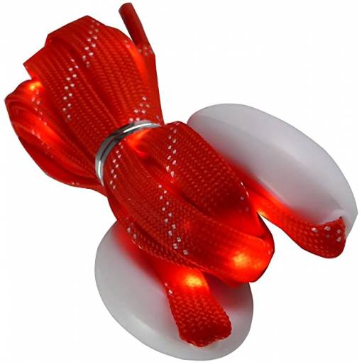 Foto - LED svítící tkaničky do bot, jeden pár - Červené, 120 cm