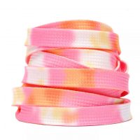Široké tkaničky do bot batikované 120 cm - Růžovo oranžové, 2 kusy