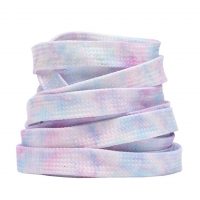 Široké tkaničky do bot batikované, jeden pár - Bílo fialové, 120 cm