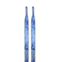 Široké tkaničky s potiskem, jeden pár - Modré, 120 cm