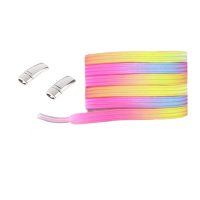 Elastické tkaničky do bot magnetické zacvakávací, jeden pár - Duhové, 100 cm