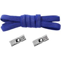 Elastické tkaničky do bot široké se zacvakávací štrasovou sponou, jeden pár - Tmavě modré, 100 cm