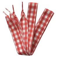 Široké kostkované tkaničky do bot, jeden pár - Červeno bílé, 120 cm