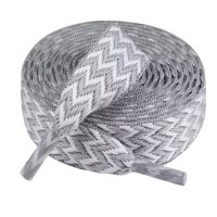 Silné ploché tkaničky, jeden pár - Šedo bílé, 120 cm