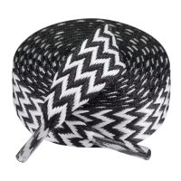 Silné ploché tkaničky, jeden pár - Černo bílé, 120 cm