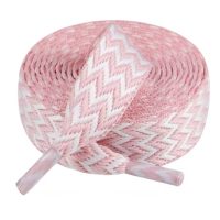 Silné ploché tkaničky, jeden pár - Růžovo bílé, 140 cm