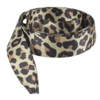 Saténové stuhové tkaničky s leopardím vzorem, jeden pár - Béžové, 120 cm