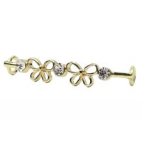 Ozdobná spona na tkaničky - Motýli s kamínkami, zlatá