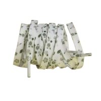 Tkaničky s květovaným potiskem, jeden pár - Bílo zelené, 140 cm