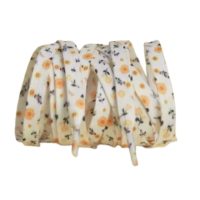 Tkaničky s květovaným potiskem, jeden pár - Bílo oranžové, 140 cm