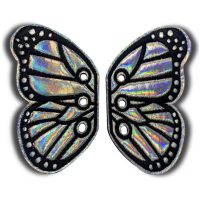 Ozdobná křídla na tkaničky - Motýlí, stříbrná