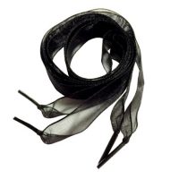 Saténové stuhové tkaničky do bot, jeden pár - Černé, 110 cm, šířka 4 cm