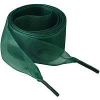 Saténové stuhové tkaničky do bot, jeden pár - Tmavě zelené, 130 cm
