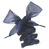 Saténové stuhové tkaničky do bot, jeden pár - Tmavě modré, 130 cm