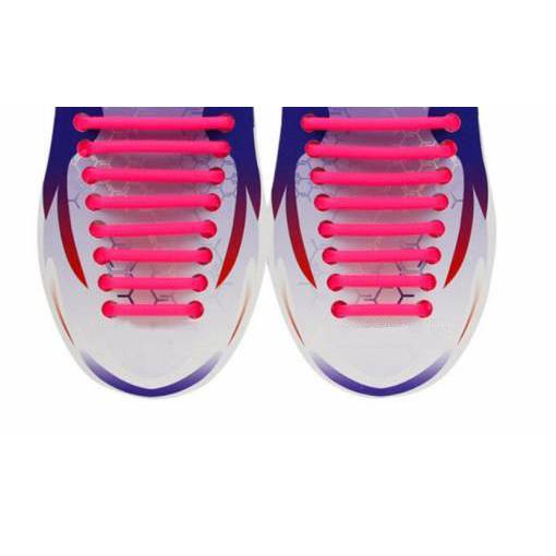 Foto - Silikonové tkaničky do bot půlkulaté 16 kusů - Růžovo červené