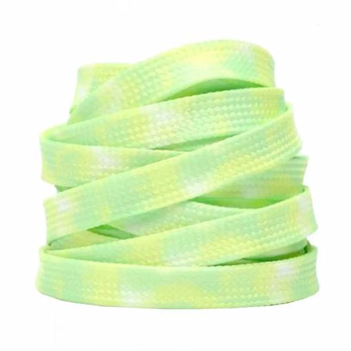 Foto - Široké tkaničky do bot batikované 120 cm - Zeleno žluté, 2 kusy