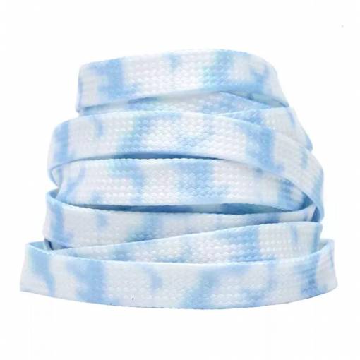 Foto - Široké tkaničky do bot batikované, jeden pár - Modro bílé, 100 cm