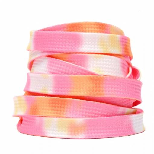 Foto - Široké tkaničky do bot batikované 120 cm - Růžovo oranžové, 2 kusy
