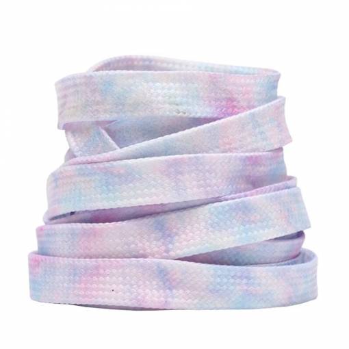 Foto - Široké tkaničky do bot batikované, jeden pár - Bílo fialové, 120 cm