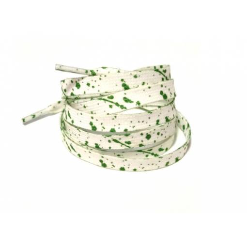 Foto - Široké tkaničky do bot batikované dvoubarevné, jeden pár - Bílo zelené, 120 cm