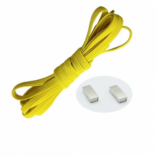 Foto - Elastické tkaničky do bot široké - Typ D - magnetické zacvakávací, jeden pár - Žluté, 100 cm