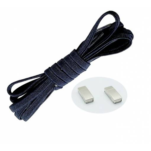 Foto - Elastické tkaničky do bot široké - Typ D - magnetické zacvakávací, jeden pár - Tmavě modré, 100 cm