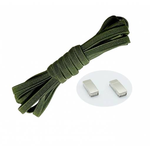 Foto - Elastické tkaničky do bot široké - Typ D - magnetické zacvakávací, jeden pár - Světle zelené, 100 cm
