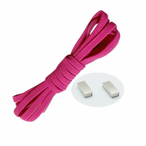 Foto - Elastické tkaničky do bot široké - Typ D - magnetické zacvakávací, jeden pár - Tmavě růžové, 100 cm