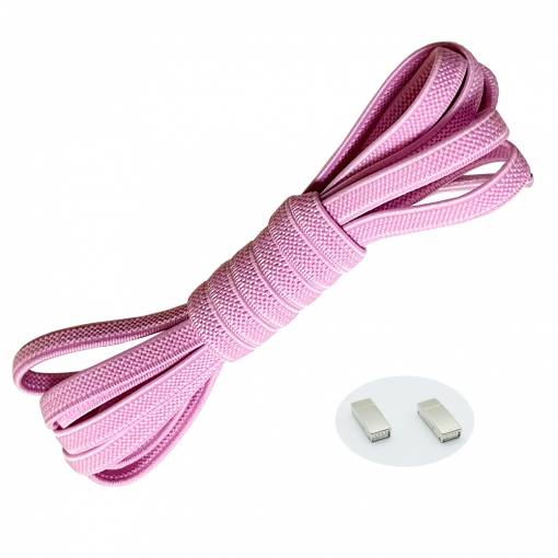 Foto - Elastické tkaničky do bot široké - Typ D - magnetické zacvakávací, jeden pár - Světle růžové, 100 cm