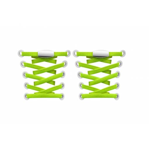 Foto - Elastické tkaničky do bot široké - Typ E - zacvakávací, dvojitá koncovka, jeden pár - Neonově zelené, 100 cm