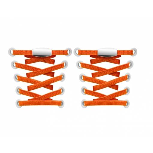 Foto - Elastické tkaničky do bot široké - Typ E - zacvakávací, dvojitá koncovka, jeden pár - Oranžové, 100 cm