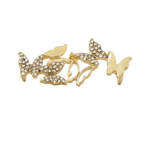 Foto - Ozdobná spona na tkaničky - Motýli, zlatá