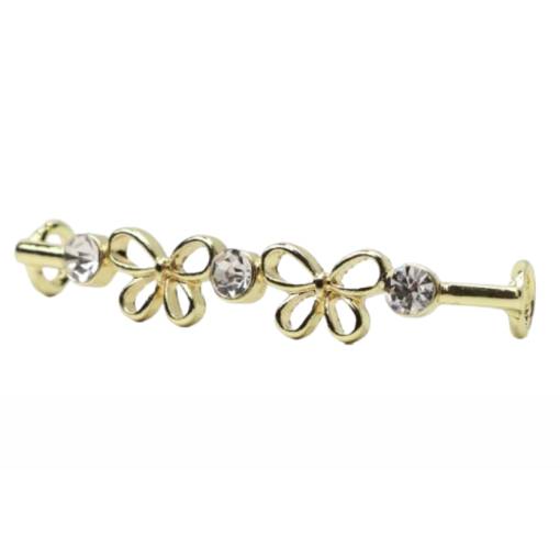 Foto - Ozdobná spona na tkaničky - Motýli s kamínkami, zlatá