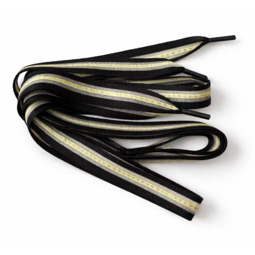 Foto - Široké tkaničky s průhlednými pruhy, jeden pár - Černé, 120 cm