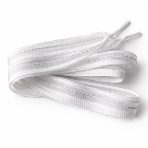 Foto - Široké tkaničky s průhlednými pruhy, jeden pár - Bílé, 120 cm