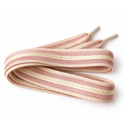 Foto - Široké tkaničky s průhlednými pruhy, jeden pár - Růžové, 120 cm