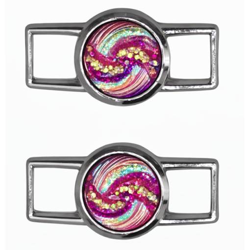 Foto - Kovová spona - přezka na tkaničky - Nebula, růžová