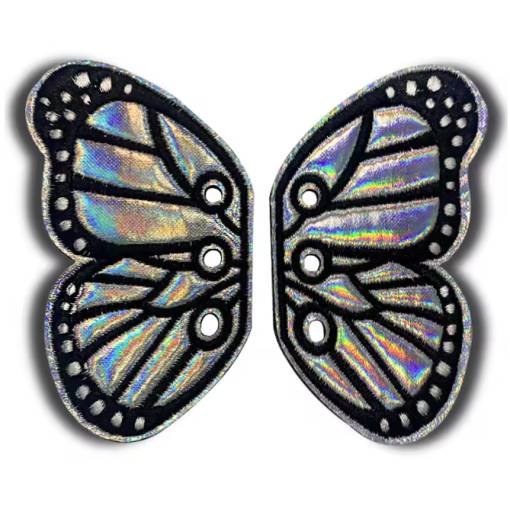 Foto - Ozdobná křídla na tkaničky - Motýlí, stříbrná