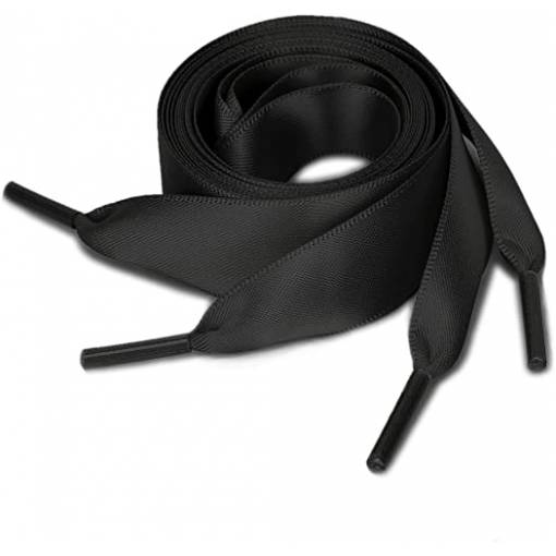 Foto - Hedvábné stuhové tkaničky do bot nebo do mikiny, jeden pár - Černé, 120 cm