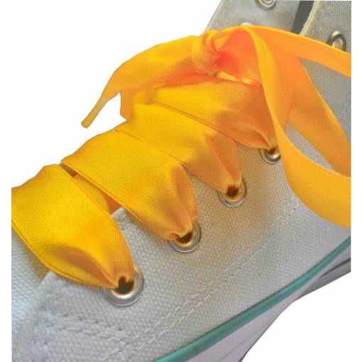 Foto - Saténové stuhové tkaničky do bot, jeden pár - Žluto oranžové, 110 cm