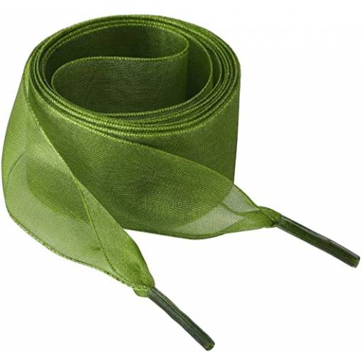 Foto - Saténové stuhové tkaničky do bot, jeden pár - Zelené, 110 cm