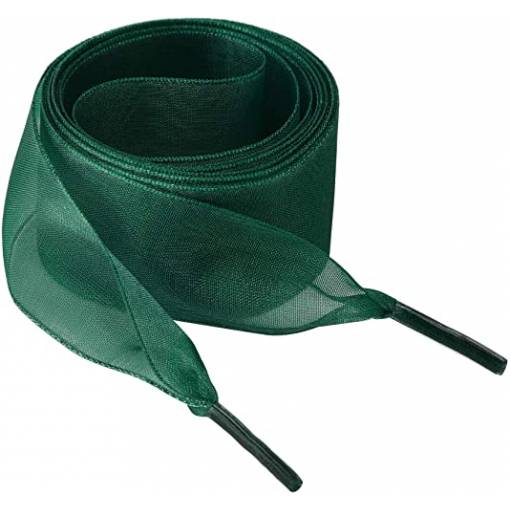 Foto - Saténové stuhové tkaničky do bot, jeden pár - Tmavě zelené, 130 cm