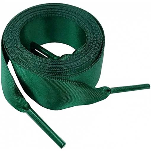 Foto - Hedvábné stuhové tkaničky do bot nebo do mikiny, jeden pár - Tmavě zelené, 120 cm