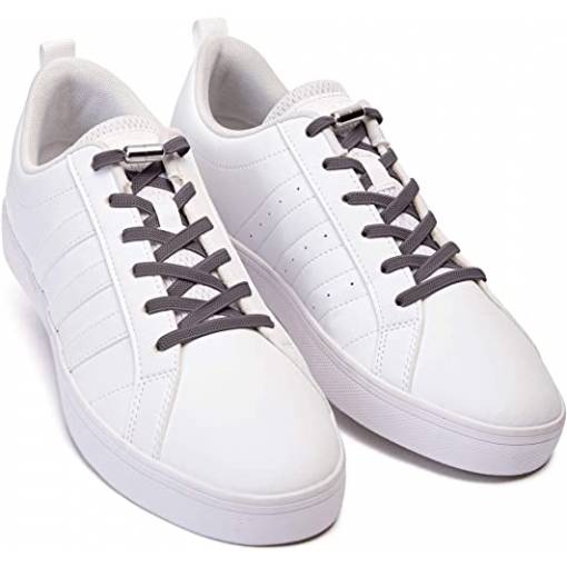 Foto - Elastické tkaničky do bot široké, jeden pár - Typ B - Tmavě šedé, 100 cm