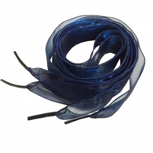 Foto - Saténové stuhové tkaničky do bot, jeden pár - Námořnická modř, 120 cm