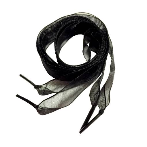 Foto - Saténové stuhové tkaničky do bot, jeden pár - Černé, 120 cm