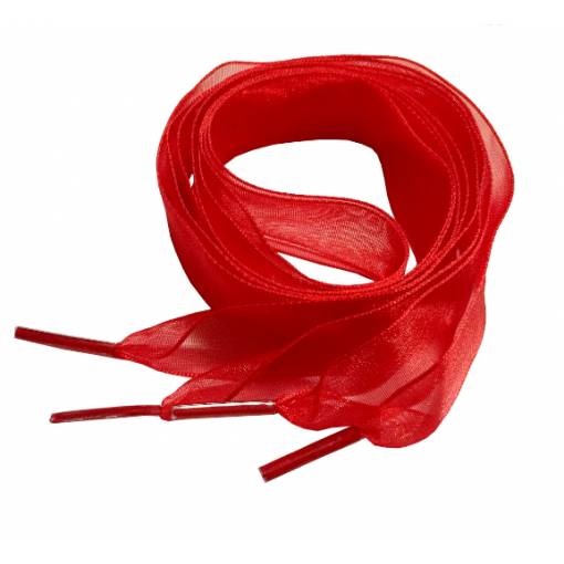 Foto - Saténové stuhové tkaničky do bot, jeden pár - Červené, 120 cm
