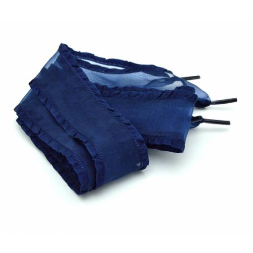 Foto - Saténové tkaničky s ozdobným okrajem, jeden pár - Tmavě modré, 120 cm